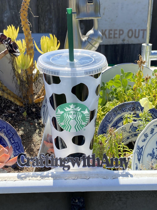 Starbucks Cold Cup Cow Print, Custom Starbucks cup, cold cup, custom cold cup, cow, cow print, freeshipping - CraftingwithAmy