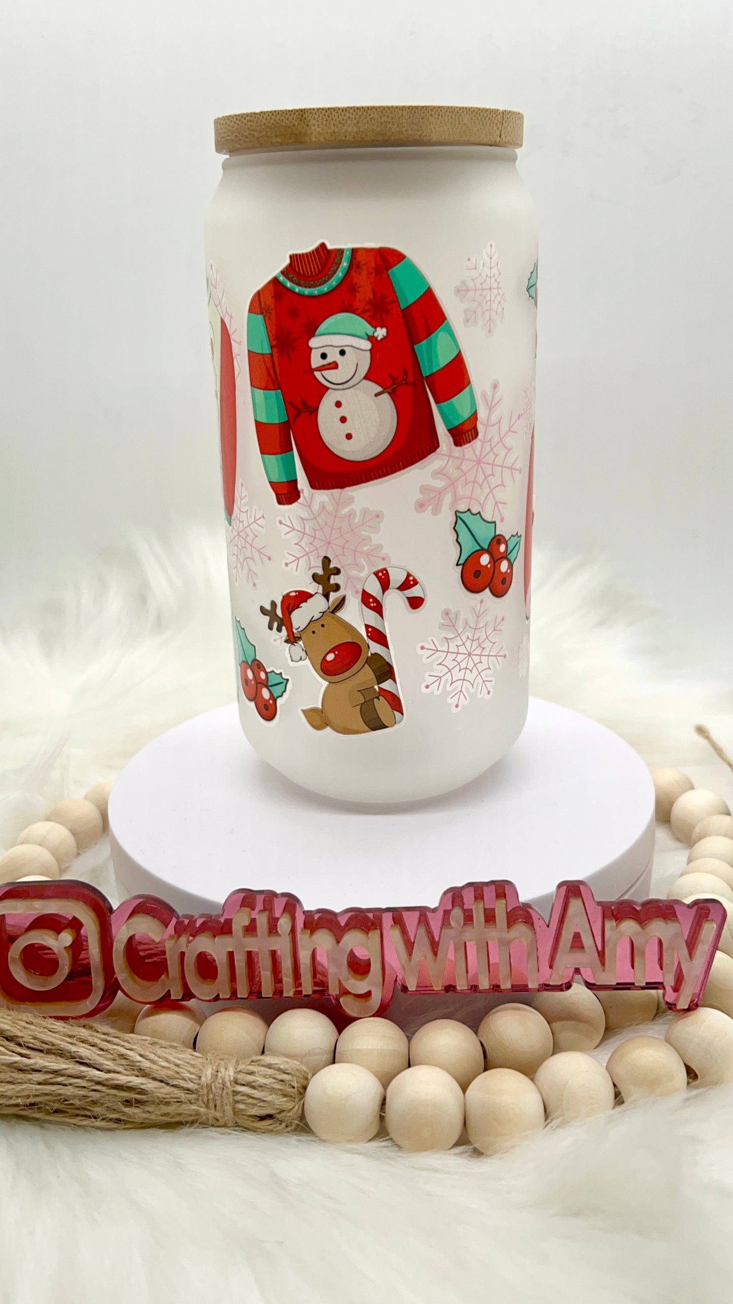 Ugly Christmas Sweater Glass Beer Can