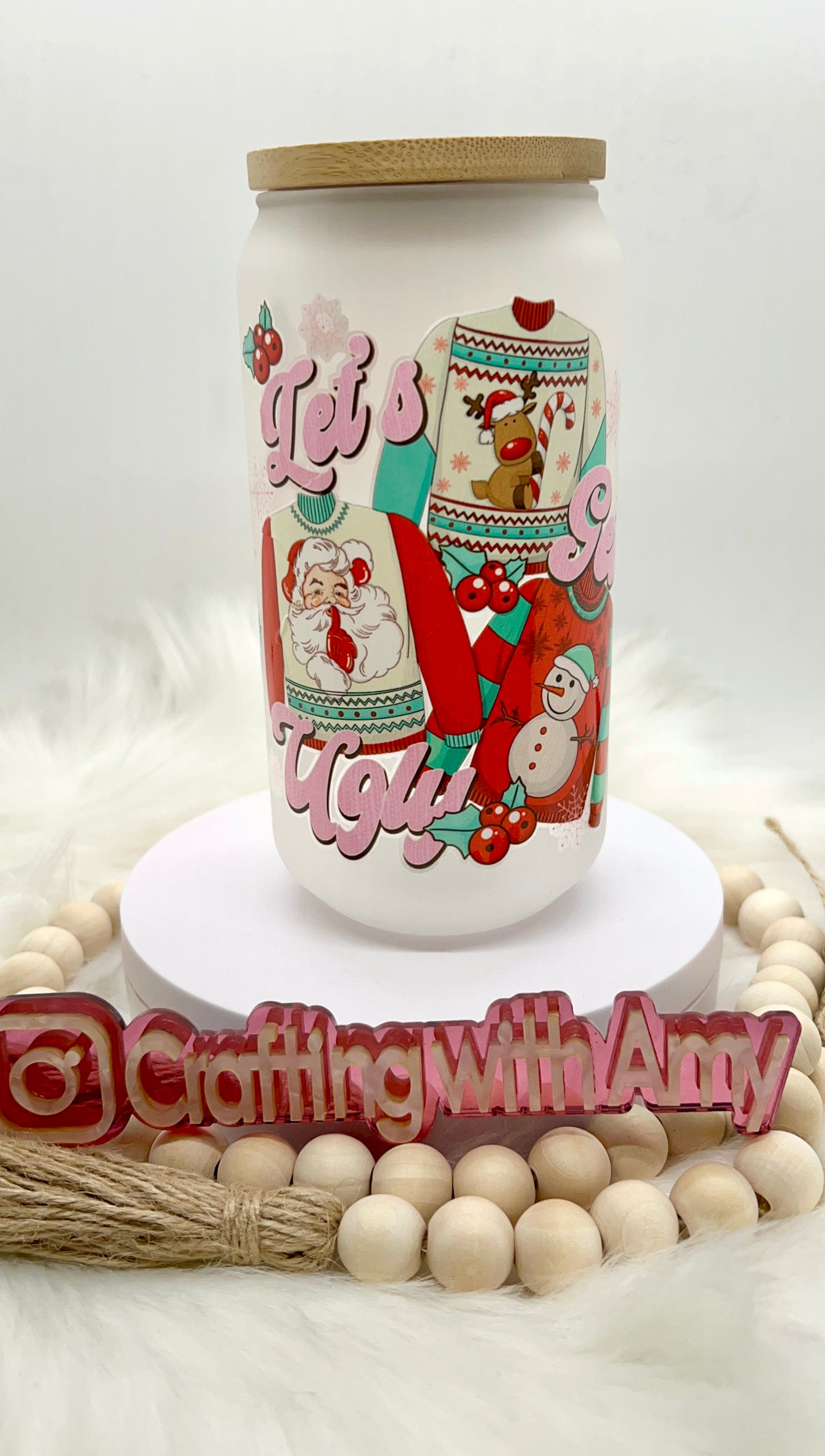 Ugly Christmas Sweater Glass Beer Can