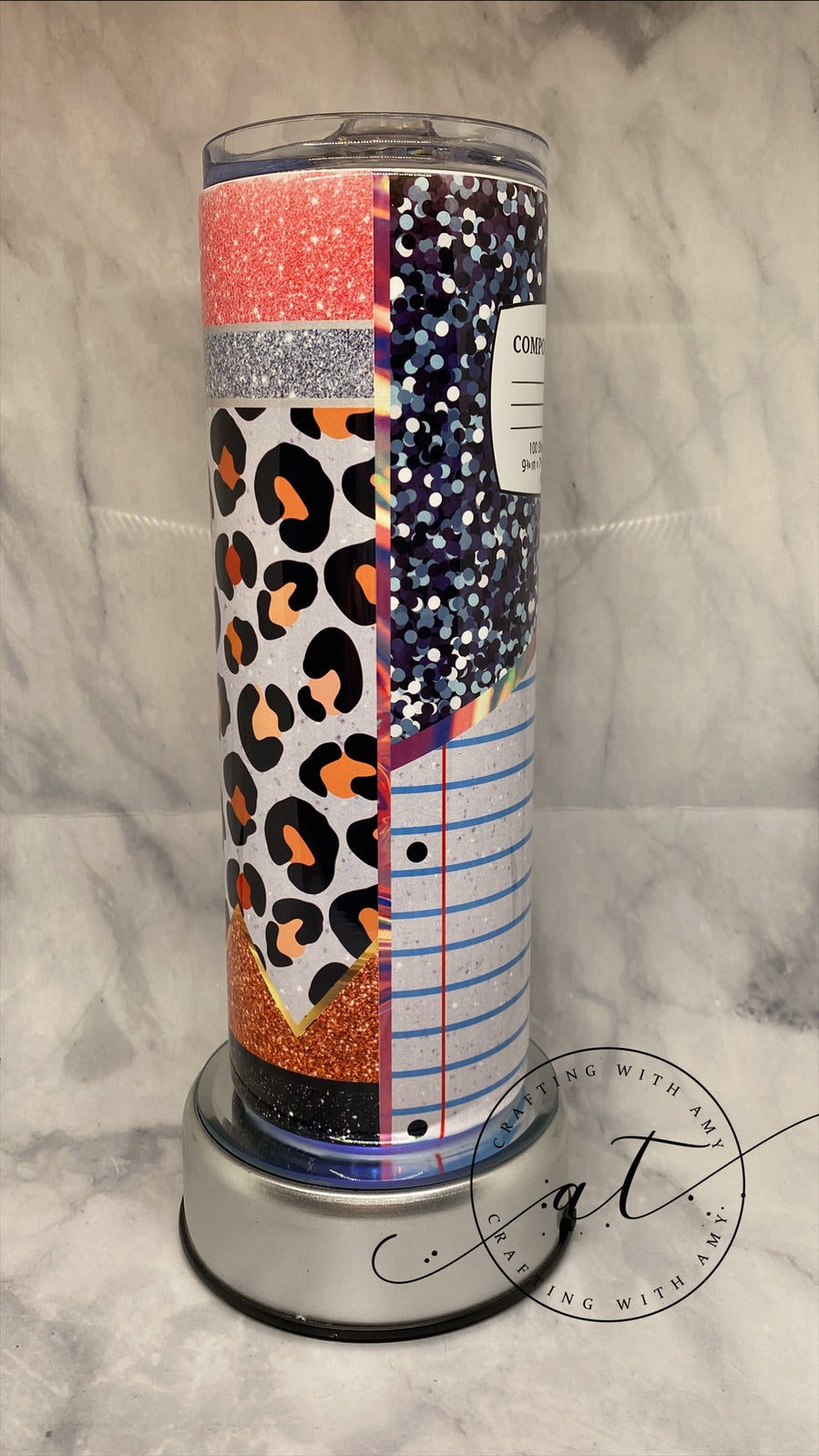 Pencil Composition Leopard Tumbler - CraftingwithAmy