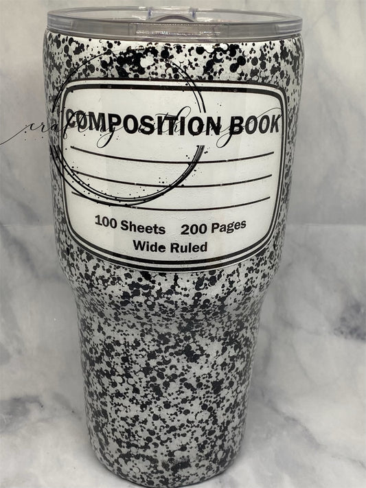 Composition Notebook Epoxy Tumbler, Composition Notebook epoxy tumbler, notebook, teacher gift, teacher tumbler, glitter tumbler, freeshipping - CraftingwithAmy