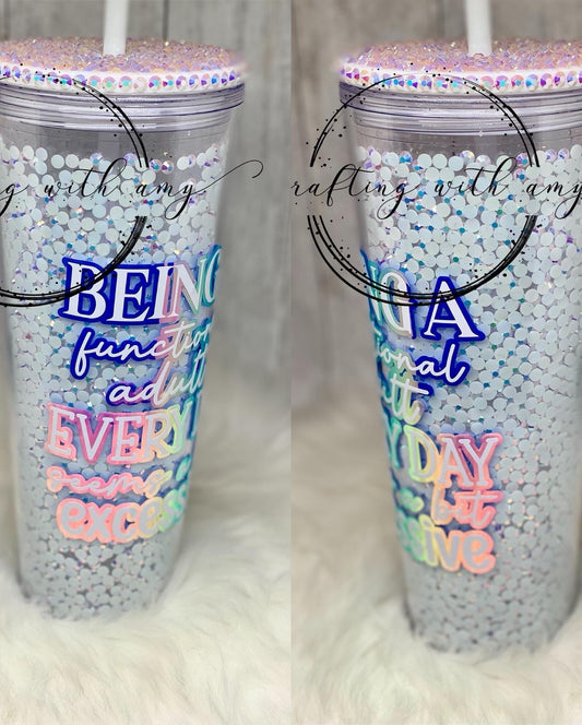 Being an Adult is Excessive Jeweled Cold Cup - CraftingwithAmy