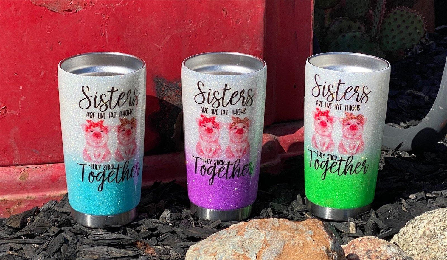 Sisters - Pigs - Glitter - Sister- Glitter - Epoxy Tumbler freeshipping - CraftingwithAmy
