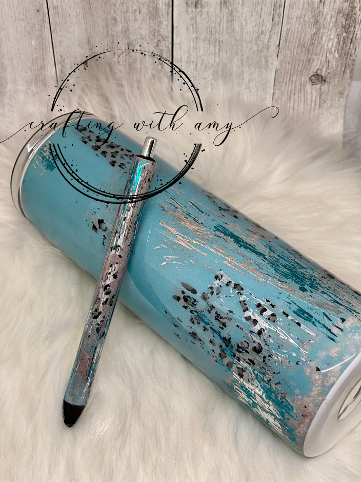 Leopard Tumbler with matching pen - CraftingwithAmy