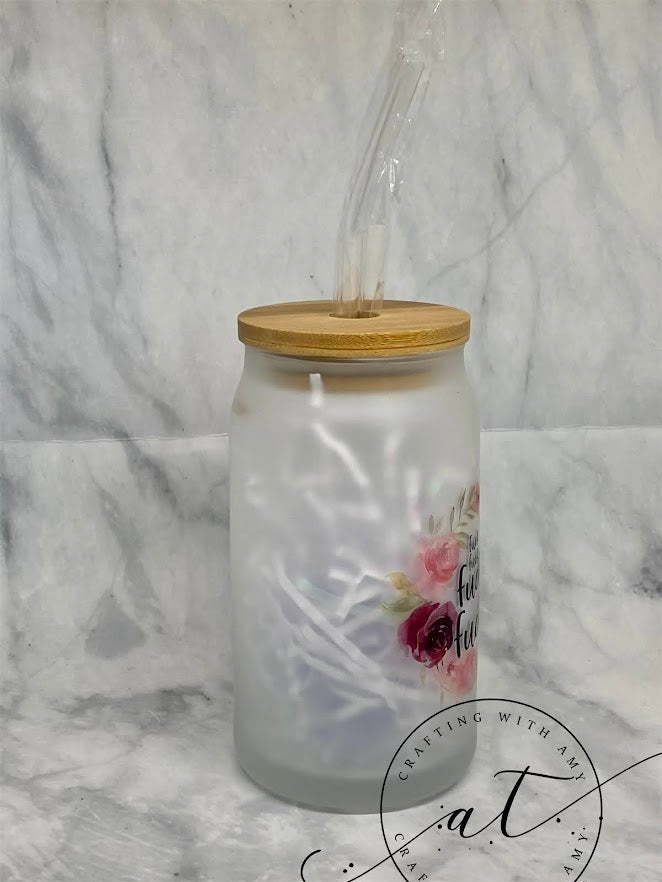 Flower Glass Can with lid - CraftingwithAmy