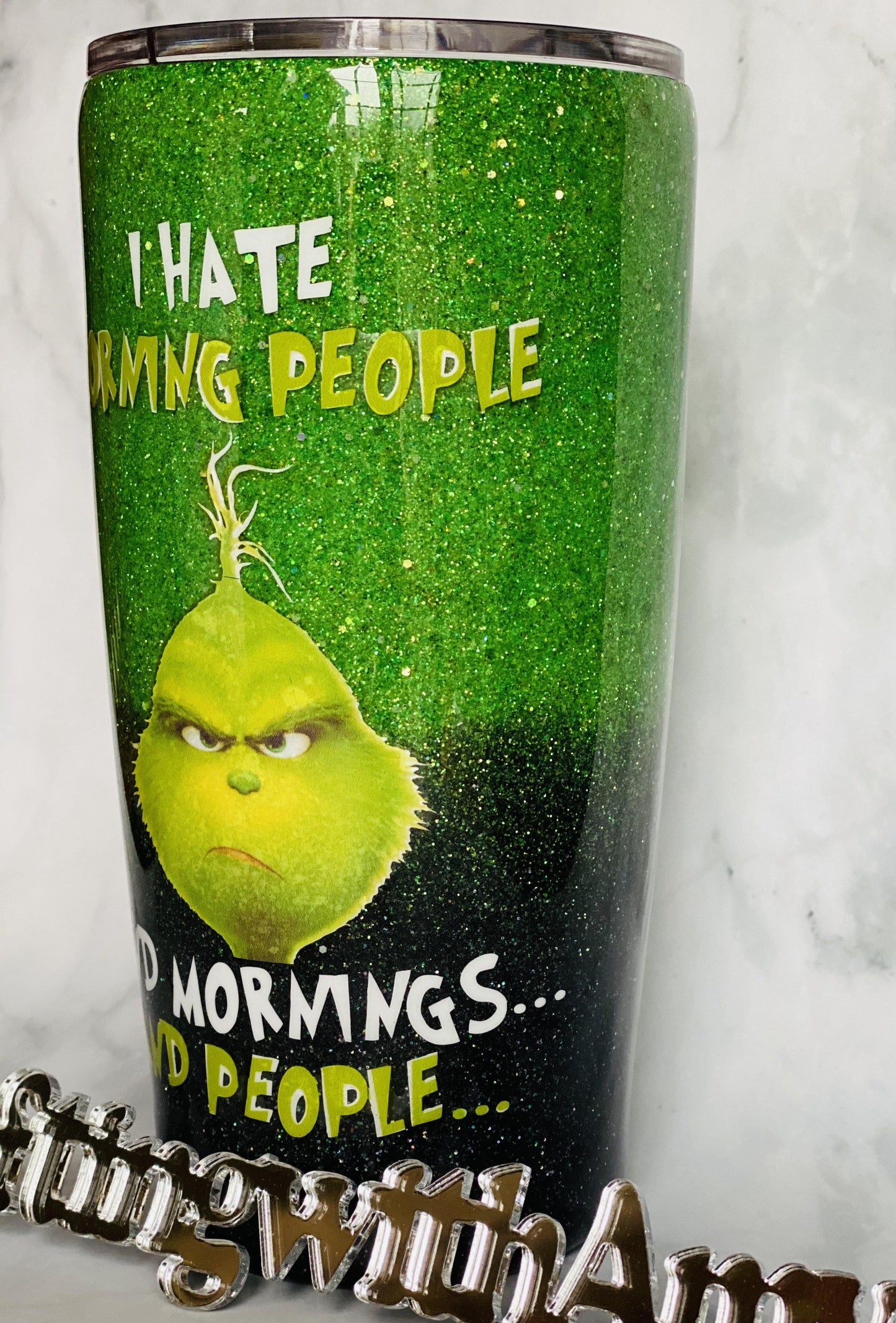 Grinch Tumbler, Custom Grinch tumbler. Personalize with any image and any color glitter.  glitter tumbler, Grinch glitter tumbler, Grinch, green glitter freeshipping - CraftingwithAmy