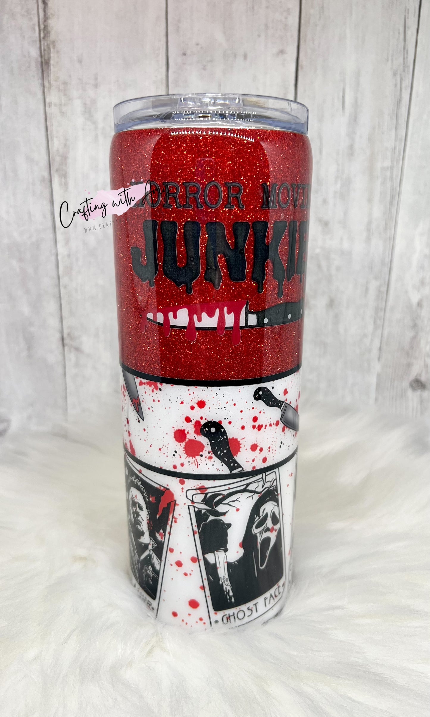 Horror Movie Junkie Tumbler, Pen and Keychain - CraftingwithAmy