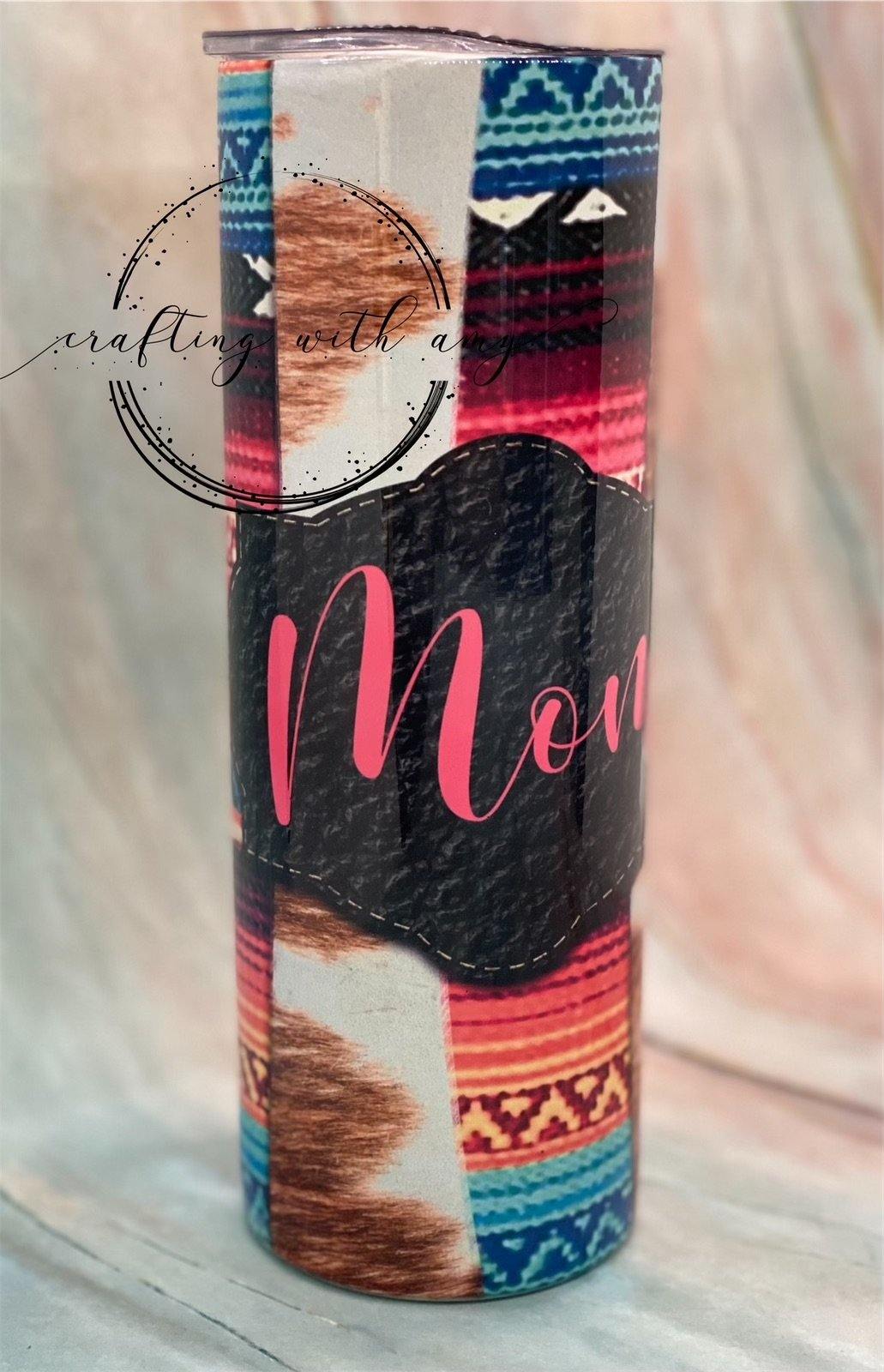 Mom Cow Hide Sublimation tumbler - Full Wrap freeshipping - CraftingwithAmy