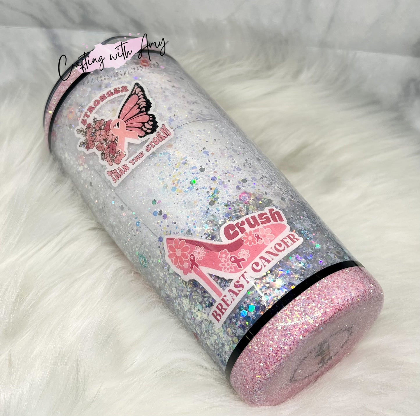 Breast Cancer Glitter Shaker Cup - CraftingwithAmy